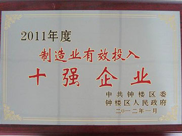 金瑞达荣获2011年度制造业有效投入十强企业